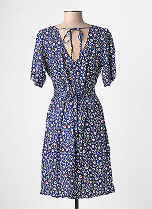 Robe mi-longue imprimé fleurs manches courtes bleu BAMBOO'S femme