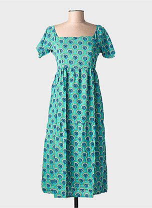 Robe mi-longue imprimé fantaisie manches courtes bleu BAMBOO'S femme