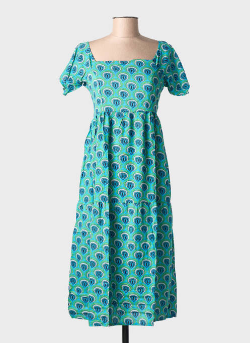 Robe mi-longue imprimé fantaisie manches courtes bleu BAMBOO'S femme
