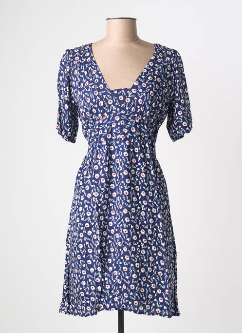 Robe mi-longue imprimé fleurs manches courtes bleu BAMBOO'S femme