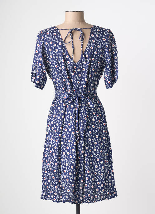 Robe mi-longue imprimé fleurs manches courtes bleu BAMBOO'S femme