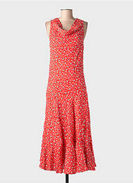 Robe longue imprimé fantaisie sans manche rouge SINOE BY BAMBOO'S femme