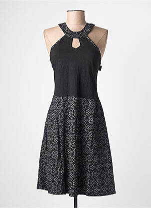 Robe mi-longue imprimé fantaisie sans manche noir BAMBOO'S femme