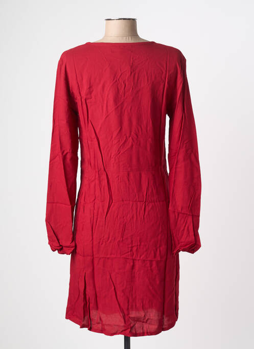 Robe mi-longue imprimé fantaisie manches longues rouge BAMBOO'S femme