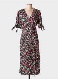Robe longue imprimé fantaisie manches courtes noir SINOE BY BAMBOO'S femme