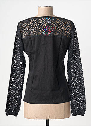 Top coupe cintrée manches longues noir BAMBOO'S femme
