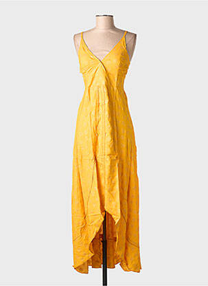 Robe longue imprimé fantaisie fines bretelles jaune SINOE BY BAMBOO'S femme