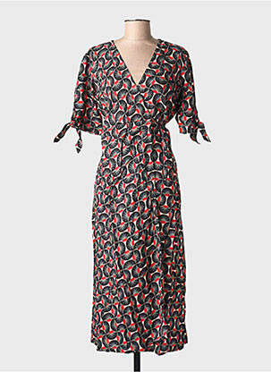 Robe longue imprimé fantaisie manches courtes noir SINOE BY BAMBOO'S femme