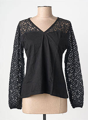 Top coupe cintrée manches longues noir BAMBOO'S femme