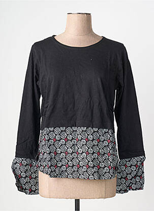 Top col rond manches longues noir BAMBOO'S femme