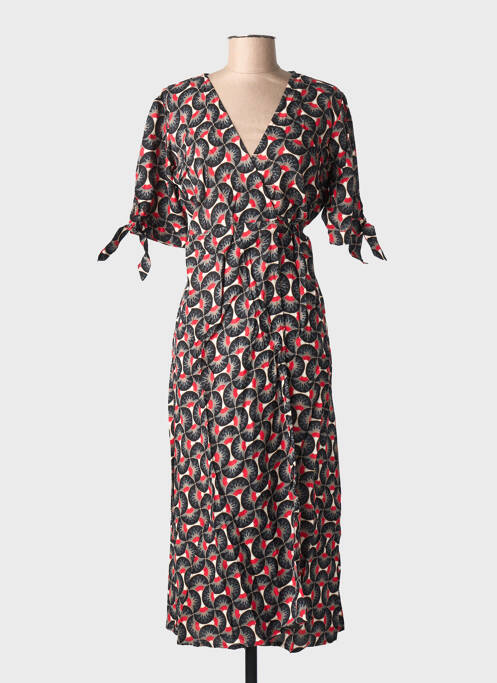 Robe longue imprimé fantaisie manches courtes noir SINOE BY BAMBOO'S femme