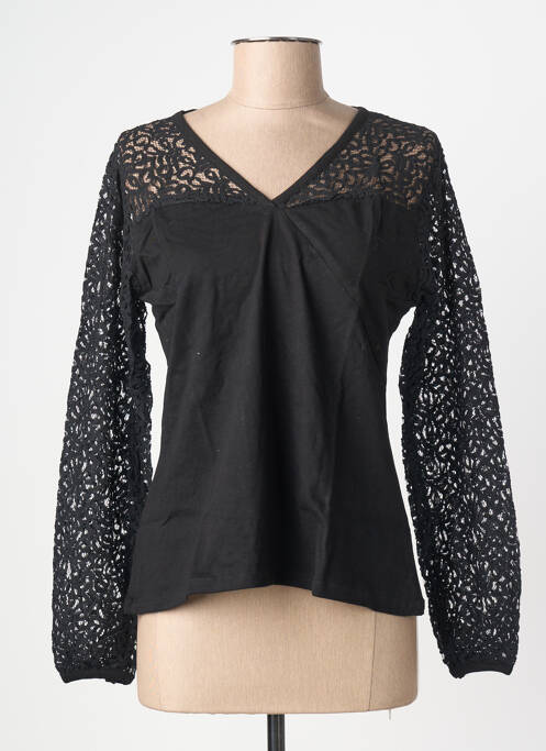 Top coupe cintrée manches longues noir BAMBOO'S femme