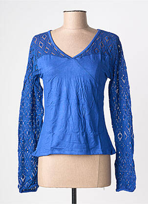 T-shirt coupe droite manches longues bleu BAMBOO'S femme