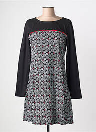 Robe mi-longue imprimé fantaisie manches longues noir BAMBOO'S femme