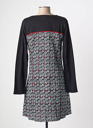 Robe mi-longue imprimé fantaisie manches longues noir BAMBOO'S femme