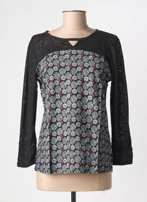 T-shirt imprimé fantaisie manches longues noir BAMBOO'S femme