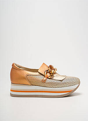 Mocassins tissage satiné talon de 4 à 6cm orange SOFTWAVES femme