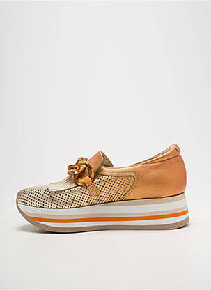 Mocassins tissage satiné talon de 4 à 6cm orange SOFTWAVES femme