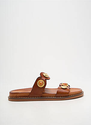 Mules/sabots tissage satiné talon plat jusqu'à 3cm marron KOTRIS femme