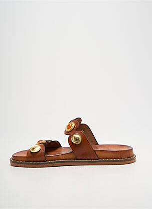 Mules/sabots tissage satiné talon plat jusqu'à 3cm marron KOTRIS femme