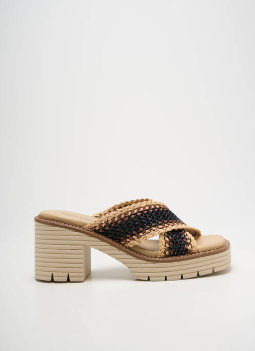 Mules/sabots semi compensé talon de 7 à 9cm noir SOFTWAVES femme