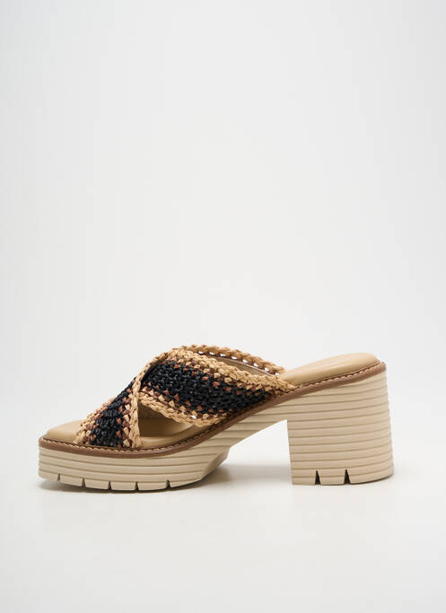Mules/sabots semi compensé talon de 7 à 9cm noir SOFTWAVES femme