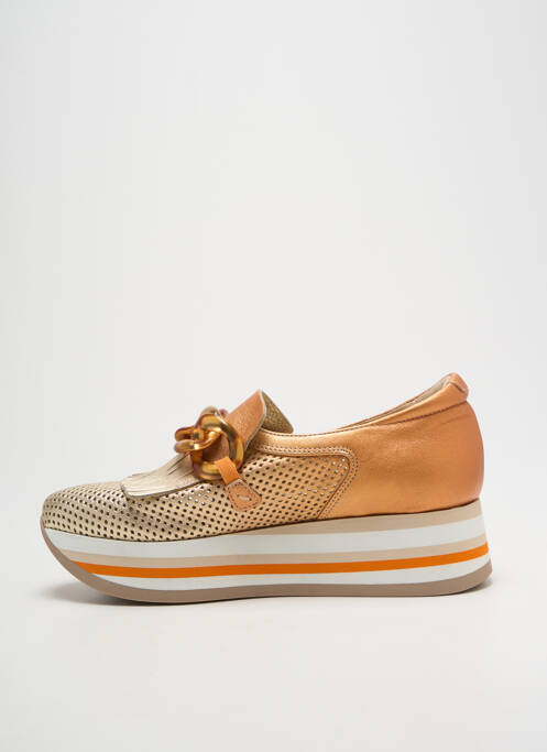 Mocassins tissage satiné talon de 4 à 6cm orange SOFTWAVES femme