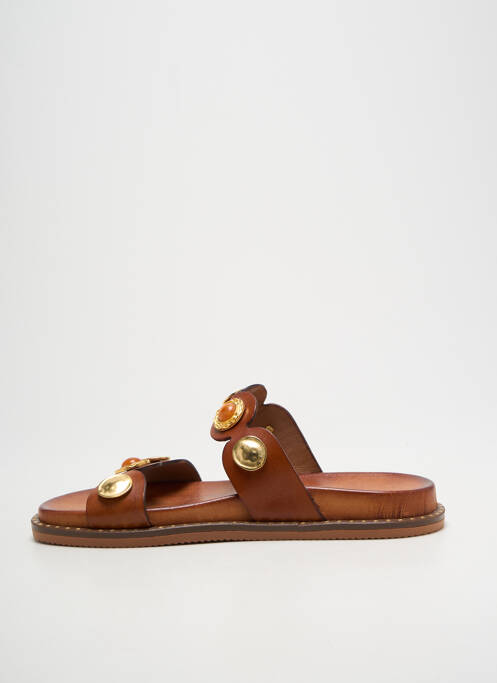 Mules/sabots tissage satiné talon plat jusqu'à 3cm marron KOTRIS femme