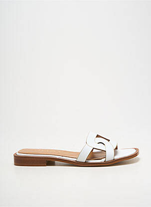 Mules/sabots chiquet talon plat jusqu'à 3cm blanc JHAY femme