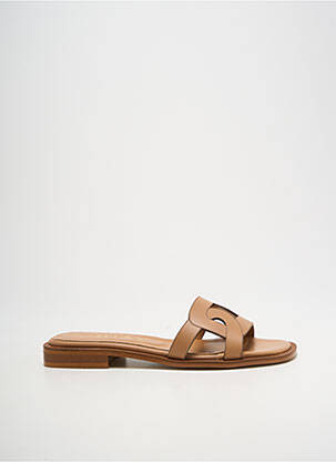 Mules/sabots chiquet talon plat jusqu'à 3cm marron JHAY femme