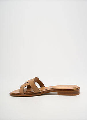 Mules/sabots chiquet talon plat jusqu'à 3cm marron JHAY femme