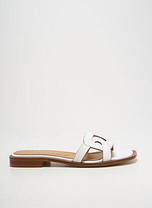 Mules/sabots chiquet talon plat jusqu'à 3cm blanc JHAY femme
