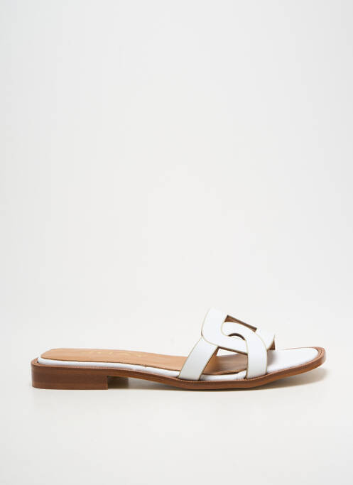 Mules/sabots chiquet talon plat jusqu'à 3cm blanc JHAY femme