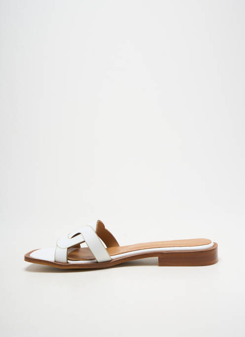 Mules/sabots chiquet talon plat jusqu'à 3cm blanc JHAY femme