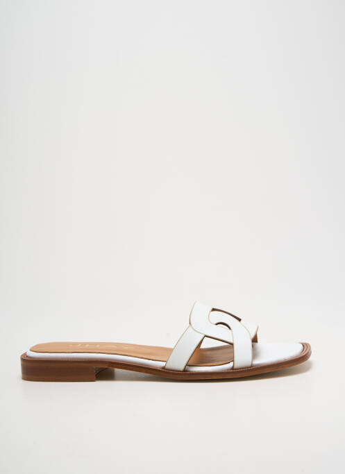Mules/sabots chiquet talon plat jusqu'à 3cm blanc JHAY femme