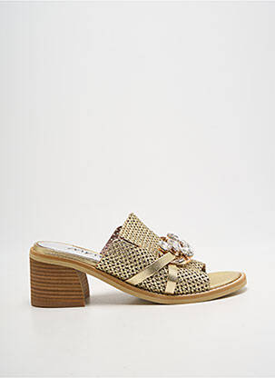 Mules/sabots tissage satiné talon de 4 à 6cm or MYMA femme