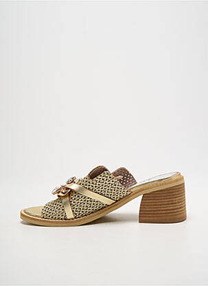 Mules/sabots tissage satiné talon de 4 à 6cm or MYMA femme