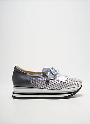Mocassins matière lisse talon de 4 à 6cm argent SOFTWAVES femme