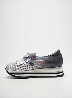Mocassins matière lisse talon de 4 à 6cm argent SOFTWAVES femme