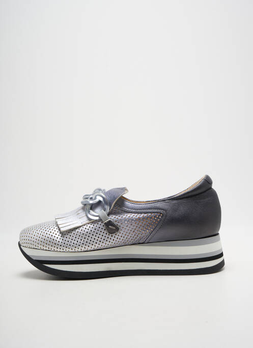 Mocassins matière lisse talon de 4 à 6cm argent SOFTWAVES femme