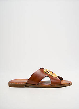 Mules/sabots tissage satiné talon plat jusqu'à 3cm marron KOTRIS femme