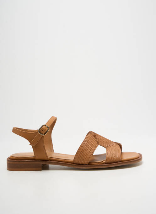 Sandales/nu pieds chiquet talon plat jusqu'à 3cm marron JHAY femme