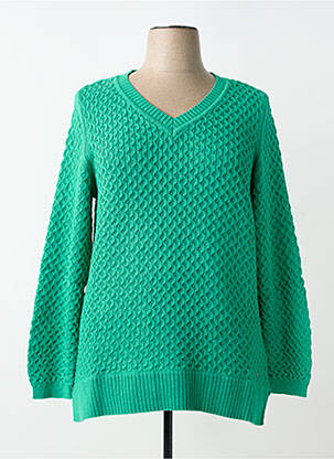 Pull col v manches longues vert SHEEGO femme