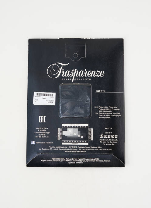 Bas stretch noir TRASPARENZE femme