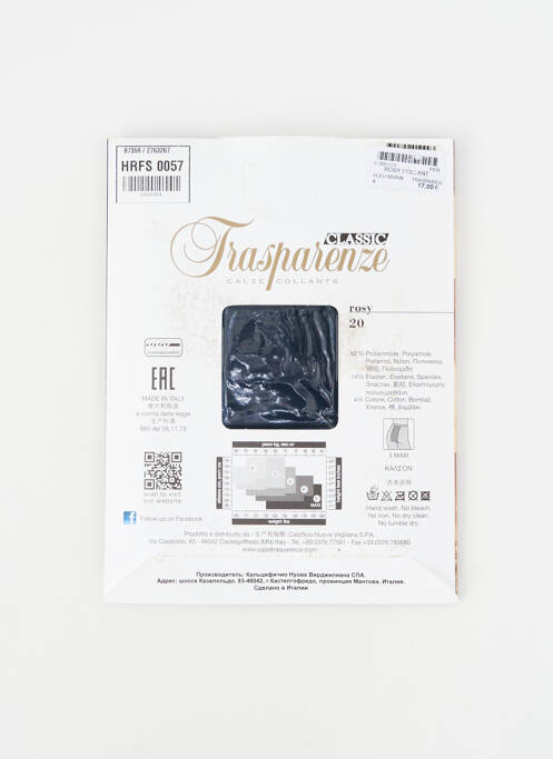 Collants tissage voile bleu fonce TRASPARENZE femme