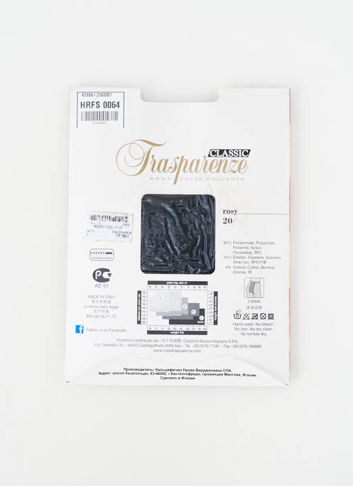 Collants tissage voile noir TRASPARENZE femme