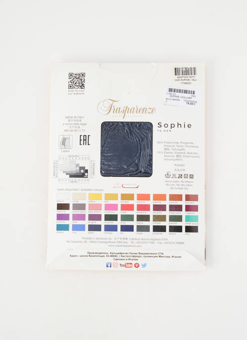 Collants stretch bleu TRASPARENZE femme