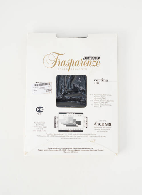 Collants stretch noir TRASPARENZE femme