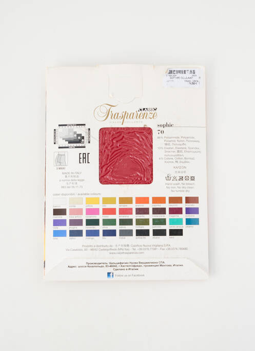 Collants stretch rouge TRASPARENZE femme