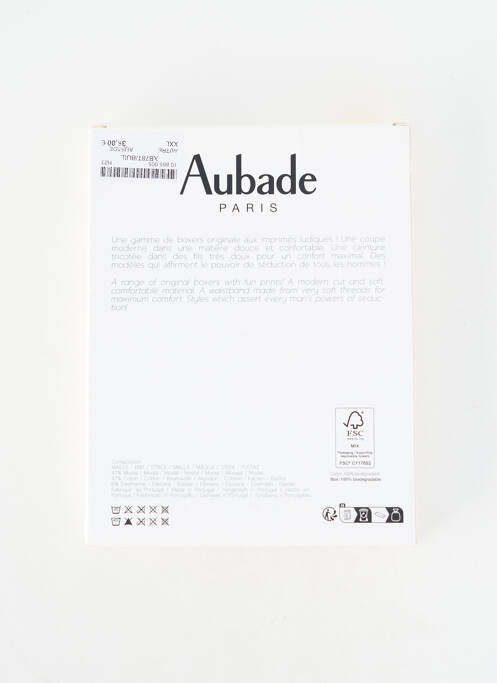 Boxer effet matière satinée gris AUBADE homme